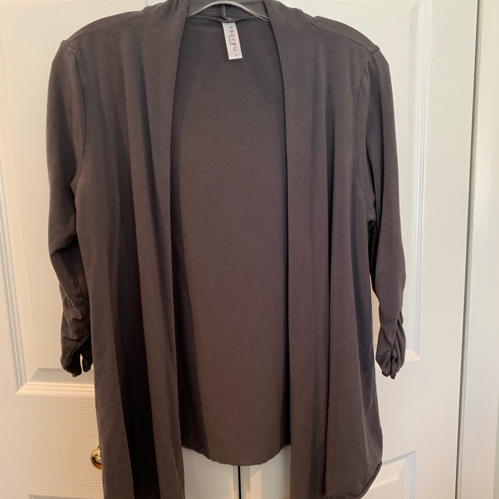 Soybu 3/4 sleeve cotton yoga sweater in gray